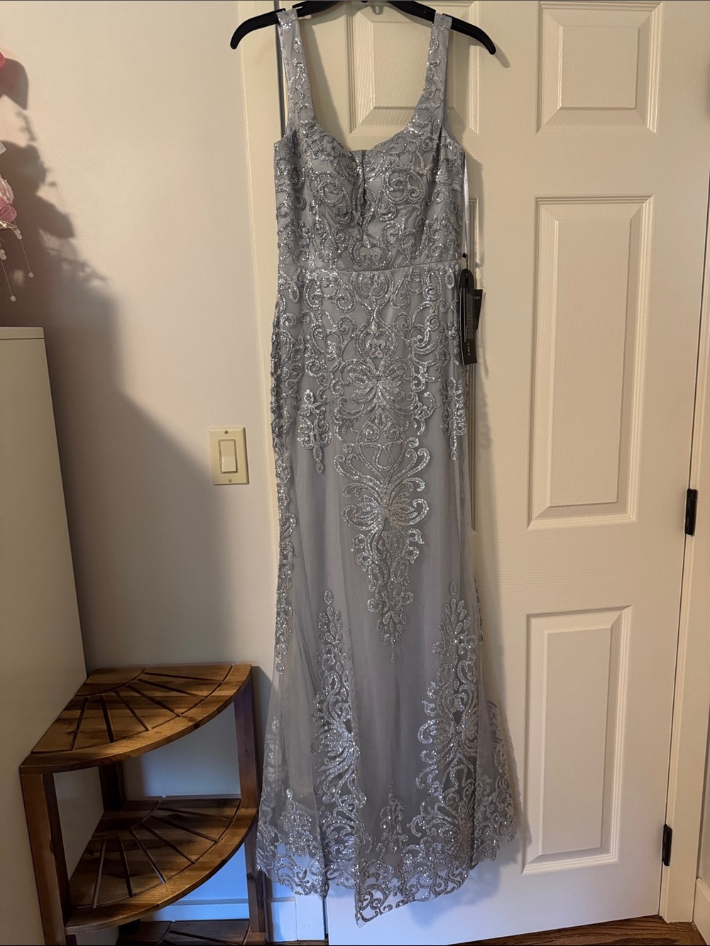 Silver Embellished Beaded Prom Gown - Sleeveless Formal Dress